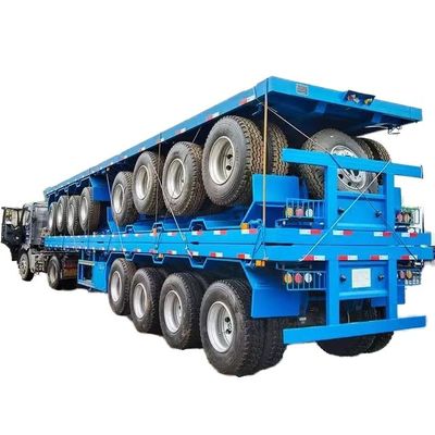 Semi remolque de cama plana de 40 a 60 toneladas con 3 ejes personalizable para el transporte de contenedores