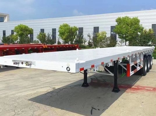 Semi remolque de cama plana de 40 a 60 toneladas con 3 ejes personalizable para el transporte de contenedores