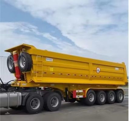 Q345B / T700 Semiremolque de carga hidráulico trasero de acero para transporte de piedra arenisca