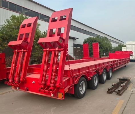 60T Max Carga útil Q345B/T700L Remolque de camión de lecho bajo para excavadoras y maquinaria duradera