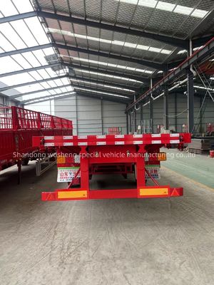 Semiremolque de pie plano de viga principal de acero Q345B duradero para el transporte de contenedores de 20FT 40FT