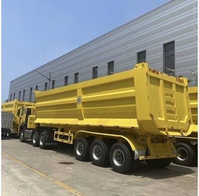 Trailer de camión WS de aluminio de tres ejes hidráulico de grano trasero de descarga de basura Semi camiones de remolque