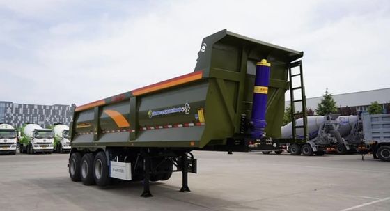 Trailer de camión WS de aluminio de tres ejes hidráulico de grano trasero de descarga de basura Semi camiones de remolque