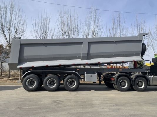 Trailer de camión WS de aluminio de tres ejes hidráulico de grano trasero de descarga de basura Semi camiones de remolque