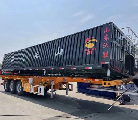Semi-remolque con suspensión mecánica de 3 ejes de rodadura lateral para el transporte de carga de 40 toneladas