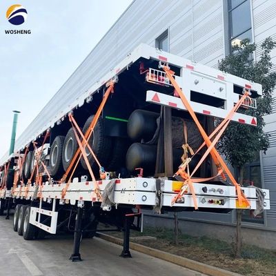 Semiremolque de contenedores con lecho plano con muelle de hoja 90x13/16x10 capas y capacidad de 30-70 t