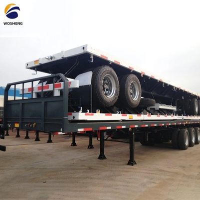 Semiremolque de contenedores con lecho plano con muelle de hoja 90x13/16x10 capas y capacidad de 30-70 t