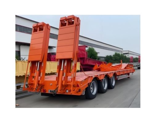 Semi-remolque con cuello de ganso de 3 ejes para carga útil de 60TON y material de acero pesado