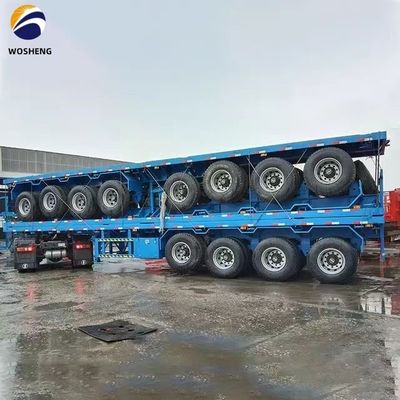 Semirremolque de piso plano de 3 ejes y 4 ejes de 20 pies 40 pies para el transporte seguro y sin problemas de contenedores
