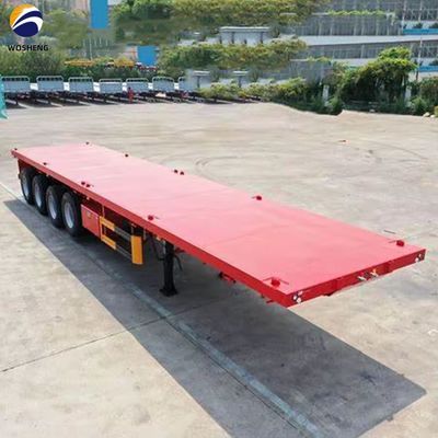Semirremolque de piso plano de 3 ejes y 4 ejes de 20 pies 40 pies para el transporte seguro y sin problemas de contenedores