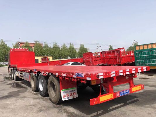 Remolque de camión de 3 ejes Semirremolque de cama plana con neumáticos 12.00R22.5 y alta capacidad de carga
