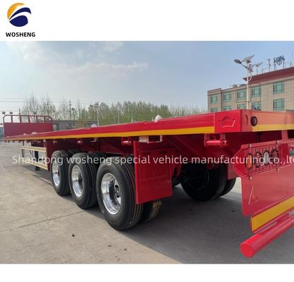 Remolque de camión de cama plana Wosheng con 3.5 &quot;90mm King Pin y 28t Heavy Duty Landing Gear