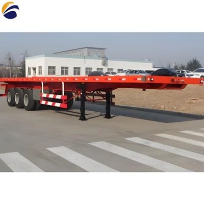 Remolque de camión de cama plana Wosheng con 3.5 &quot;90mm King Pin y 28t Heavy Duty Landing Gear