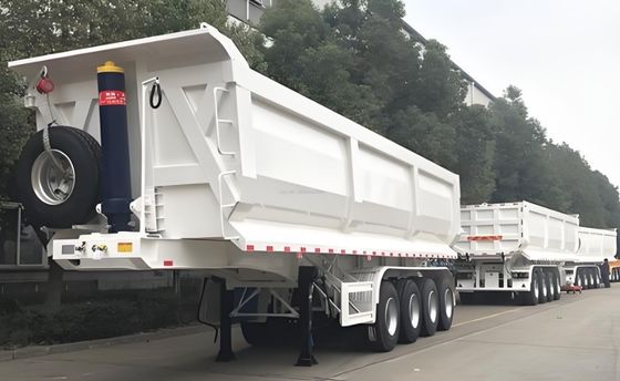 Semi remolque de ajuste de eje de 30-100T personalizable de capacidad 4/3 para vertederos traseros de construcción