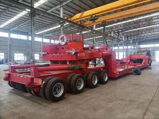 Wosheng 4 Ejes Chasis de contenedor de lecho bajo Semirremolque para el transporte de equipos pesados