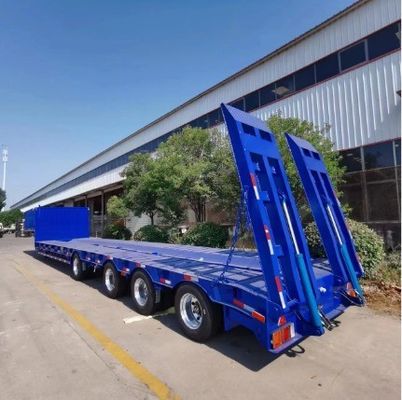 30-100 toneladas de dirección extensible de la caída del remolque del camión plano con neumáticos personalizados 12R22.5