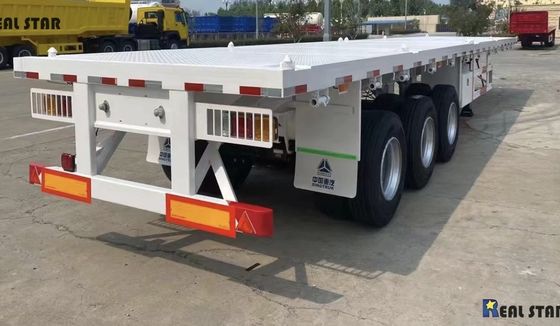 Trailer de plataforma plana de trabajo pesado con carga útil máxima de 30000 kg y haz principal Q345b