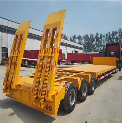 Wosheng 3 Ejes 50-100 toneladas Niño bajo Camión de cama baja Semirremolque con 13000x3000x3300