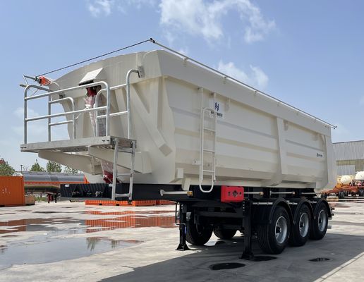 Semi remolque de descarga hidráulica trasera de 3 ejes personalizado con tren de aterrizaje de carga pesada de 28 t