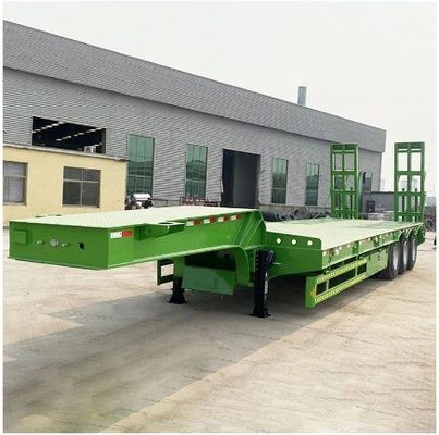 Semi-remolque 3 ejes 80 toneladas Excavadora transporte cuello de ganso camión remolque de lecho bajo