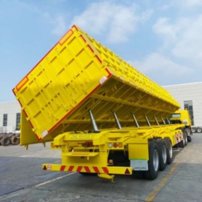 3 ejes de acero de trabajo pesado, tirador lateral, semirremolque para transporte de carga, suspensión aérea