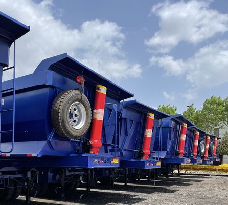 Contenedor inferior 3 Ejes traseros Semi remolque de descarga con resorte de hojas y 28t de trabajo pesado