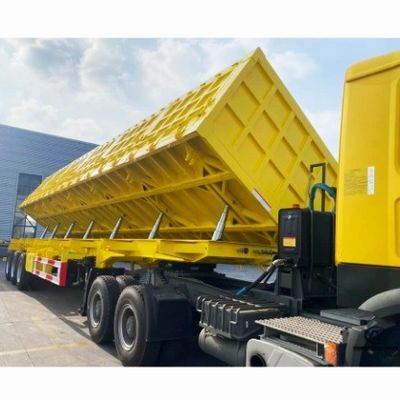 Camión de transporte de grano de piedra de arena semirremolque con remolque de 40 pies con tirador lateral