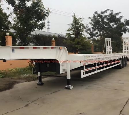 Contenedor de lecho bajo Chasis cargador Lowboy Semirremolque para el transporte de carga pesada