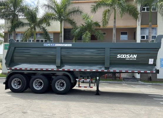 Semiremolque trasero de descarga de 3 ejes de 40 a 50 toneladas remolques con remolcador para el transporte de piedras minerales