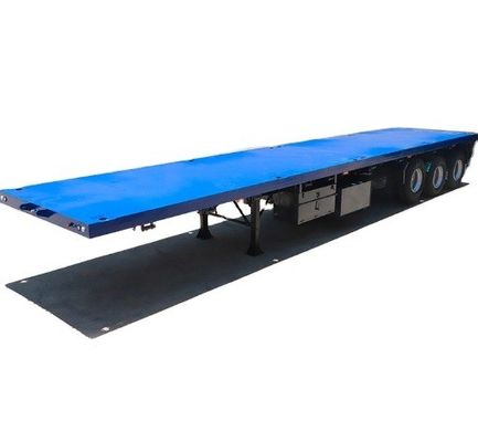 Color azul 3 ejes 20 40 45 pies contenedor de cubierta plana semirremolque con personalización