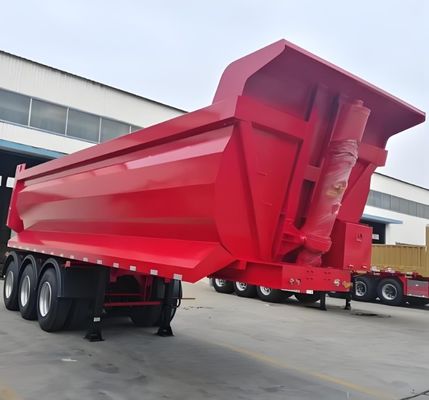 Semiremolque trasero de descarga de 3 ejes de 40 a 50 toneladas remolques con remolcador para el transporte de piedras minerales
