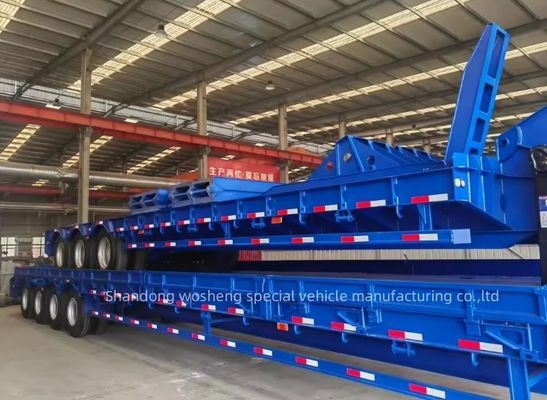 Wosheng 13/16/20 toneladas 3 ejes semirremolque de lecho bajo para el transporte de cargadoras pesadas