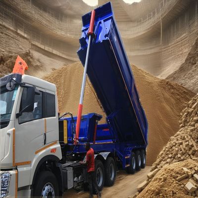 Tractor de aterrizaje de carga pesada de 28 t Semiremolque hidráulico trasero para el transporte de grandes piedras