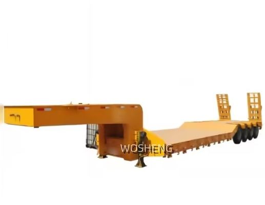 Wosheng 4 ejes 16 ruedas semirremolque de cama baja para el transporte de equipos pesados