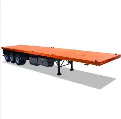 Color personalizado Carga útil de 50 toneladas 20/40 pies Contenedor Entrenador Camión Semi remolque de cama plana