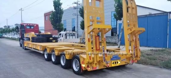 30TON/60TON/80TON/100TON Semirremolque de lecho bajo con diseño de cuello de ganso y alta carga útil