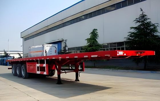 Color personalizado Carga útil de 50 toneladas 20/40 pies Contenedor Entrenador Camión Semi remolque de cama plana
