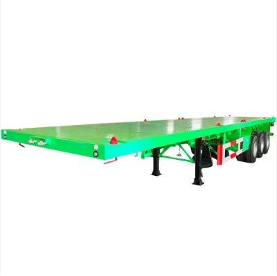 50 toneladas de carga útil 2 3 4 eje de acero de color personalizado semirremolque de cama plana para el comercio