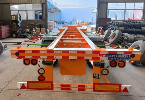 Contenedor de 20/30/40/45 pies que transporta esqueletos Semirremolque con tren de aterrizaje de 28 toneladas