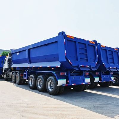 Trailers de descarga hidráulica trasera de 9300*2500*3450 mm con engranaje de aterrizaje de 28 toneladas