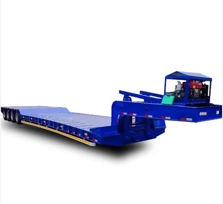 28 t equipo de aterrizaje desmontable de cuello de ganso semirremolque de cama baja para maquinaria pesada