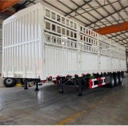 Semiremolque de 3 ejes tipo plano de pared lateral de cerca lateral para el transporte de carga y ganado