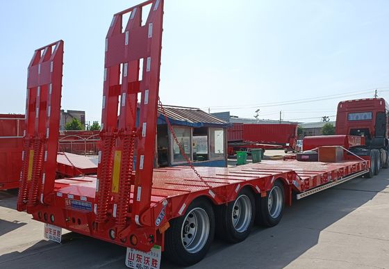Suspensión Mecánica Suspensión 3 Ejes Semiremolque de lecho bajo para transporte de contenedores