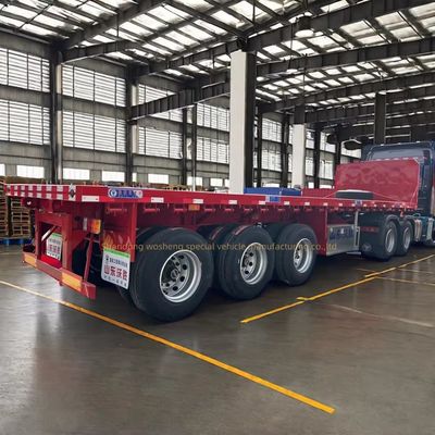 Semiremolque de 3 ejes de piso plano para el transporte de contenedores de 20 pies y carga pesada de 40 pies