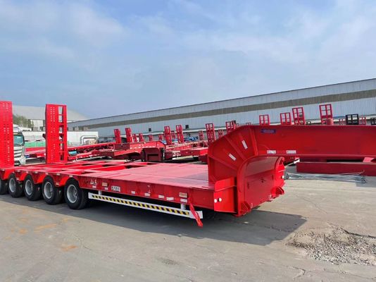 Wosheng 4 eje cama baja semirremolque cama baja remolques de camión niño bajo con suspensión de aire