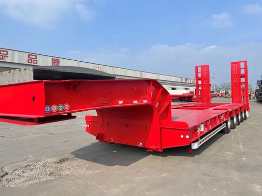Wosheng 4 eje cama baja semirremolque cama baja remolques de camión niño bajo con suspensión de aire