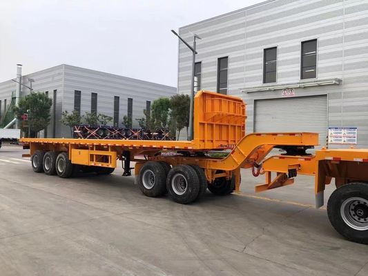 200 toneladas de carga útil máxima Wosheng doble enlace semirremolque de cama plana para el transporte de contenedores