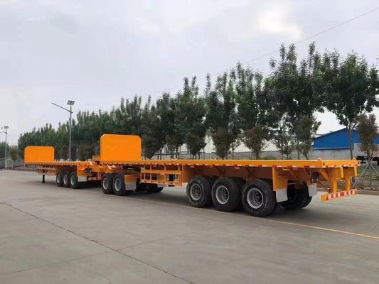 200 toneladas de carga útil máxima Wosheng doble enlace semirremolque de cama plana para el transporte de contenedores