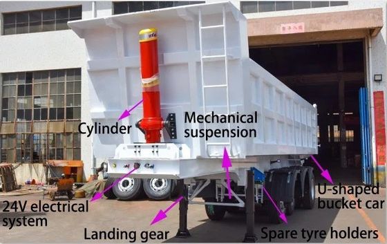Trailer de descarga con suspensión aérea 9300*2500*3450mm personalizable para el transporte de carga pesada