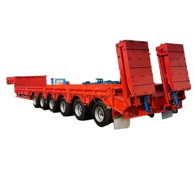 20ft/40ft Container Lowbed Semi-Trailer para Wosheng 3/4/5/6 Ejes y equipos pesados